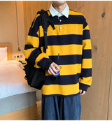 Autumn Lapel Hoodie Mens Fashion Hit Color Casual Striped Hoodies Mens