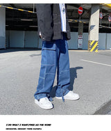 men jeans wide leg denim pants loose straight baggy mens jeans hip hop streetwear skateboard neutral denim trousers cargo jeans unique cargo style 2658