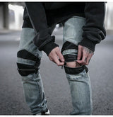 knee zipper hole patckwork skinny denim jeans men casual slim biker trousers jeans fashion streetwear hip hop jean pants joggers unique joggers style 1029