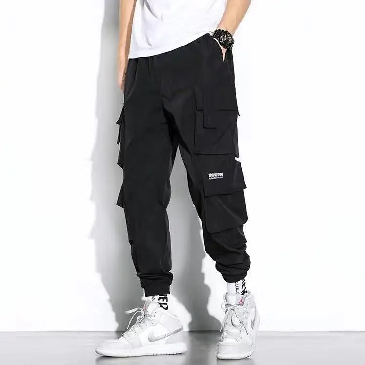 men pants spring and autumn cargo pants man fashion hip hop casual pants loose korean drawstring men joggers sweatpants unique joggers style 2460