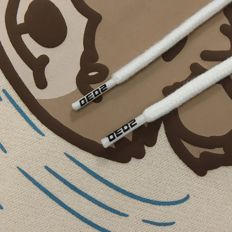 Men Hip Hop Streetwear Hoodie Sweatshirt Funny Bear Japanese Kanji Pul
