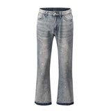 high street washed splash ink retro wide leg flared pants mens straight casual jeans for men harajuku loose denim trousers unique jeans style 4550