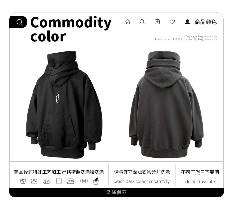 Autumn Winter High Collar Hoodie Loose Comfortable Mens Clothes Haraju