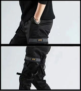 ribbons harem joggers men cargo pants streetwear 2023 hip hop casual pockets track pants male harajuku fashion trousers unique joggers style 2859