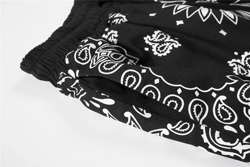 Hip Hop Loose Shorts Fashion Harajuku Printed Shorts Mens Summer Casual Elastic Waist Drewstring Streetwear Sportswear Joggers
