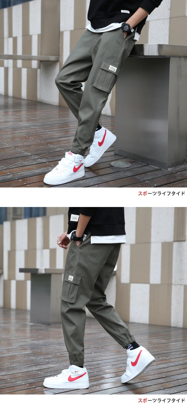 cargo pants men streetwear hip hop pants elastic waist harem ankle length trousers black army green harajuku loose casual pocket unique cargo style 1010