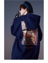 Men Hip Hop Hoodie Sweatshirt Retro Painting Print Harajuku Hooded Pul
