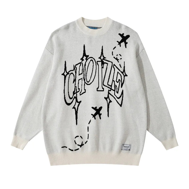 hip hop letter knitted oversize sweater men harajuku o neck long sleeve pullover streetwear casual loose sweater jumper knitwear - urban fashion pullover, vintage look oversized hoodie, high quality cotton hoodie