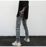 high street butterfly embroidery knee ripped hole jeans mens casual hip hop distressed jeans slim fit skinny denim pants joggers unique joggers style 1892