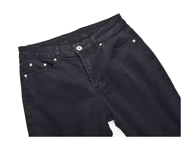 embroidery knee ripped hole jeans for men hip hop skinny biker destroyed taped jeans slim fit black denim pants 2018 new jogger unique joggers style 2175