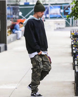 camouflage cargo pants men vintage side multi pocket button mens camou straight trousers streetwear military overalls for male unique cargo style 2081