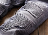 fashion ripped biker jeans denim distressed trousers slim fit zippers hip hop jeans motorcycle pants casual streetwear for men unique jeans style 1941
