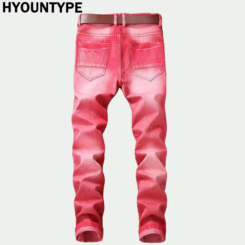 fashion ripped biker jeans denim distressed trousers slim fit zippers hip hop jeans motorcycle pants casual streetwear for men vintage washed jeans