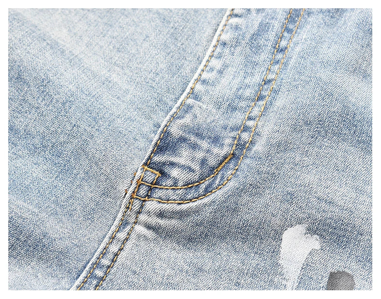 graffiti printed ripped destroied denim jean mens distressed biker jeans with sequins 2018 fashion high street slim pants jogger unique joggers style 3353