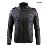 retro leather jacket men stand collar locomotive coat autumn winter casual plus size motorcycle male warm biker outerwear dar - variant style 5d4d3a for streetwear fashion