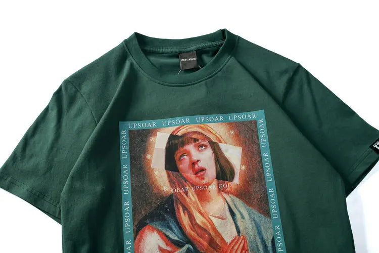 Y2K Graphic Tee – Gonthwid Virgin Mary Mens T Shirts 2023 Funny Printed – Modern Streetwear for Everyone