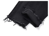 embroidery knee ripped hole jeans for men hip hop skinny biker destroyed taped jeans slim fit black denim pants 2018 new jogger unique joggers style 2182