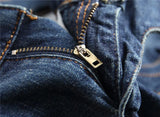 mens knee pleated ripped denim jeans fashion patchwork camouflage retro blue motorcycle trousers hiphop streetwear biker pants unique jeans style 1060