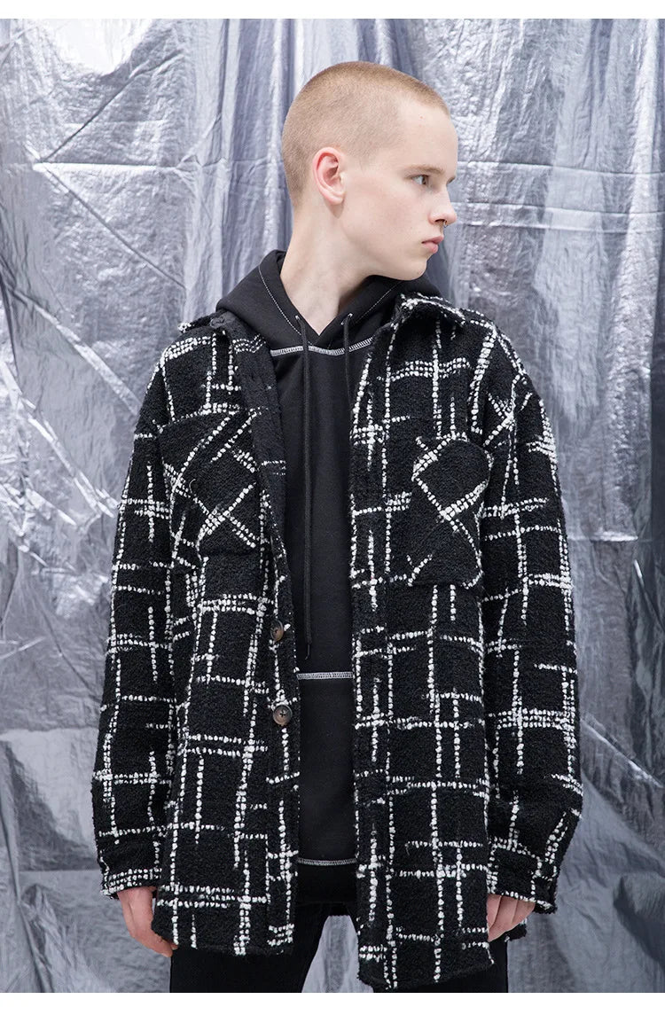 trendy coat featuring fashion plaid shirt parkas jackets men single breasted long sleeve top hip hop loose coats 2018 new autumn warm outerwear jacket design – premium quality jacket for men