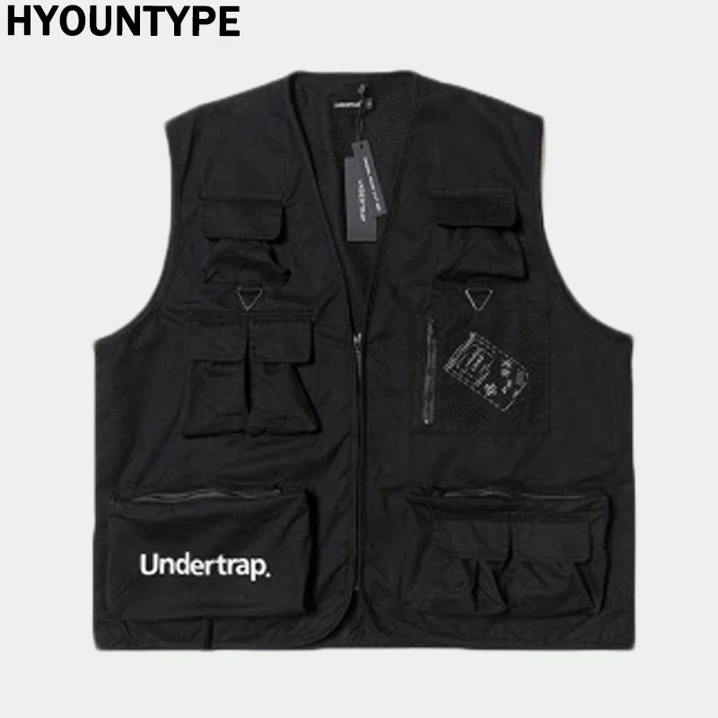 graphic outerwear featuring high street pockets vests men letter cargo waistcoat zipper military jacket 2018 new hip hop streetwear tactical vest sweatshirt design – premium quality jacket for men