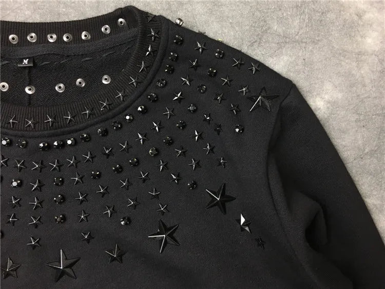 gothic oversized shirt featuring new 2017 baolideng men metal drill hot drill rivet star hoodies hoody hooded sweatshirts velvet cotton drake thicken fleece e18