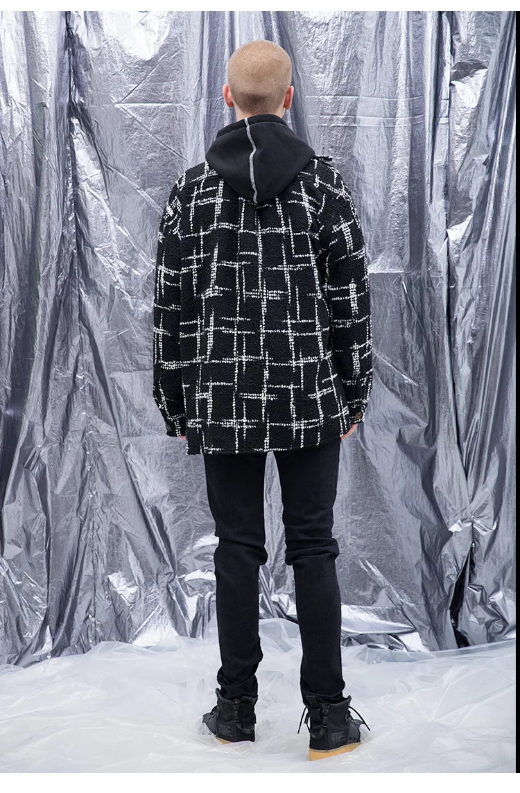 casual layering jacket featuring fashion plaid shirt parkas jackets men single breasted long sleeve top hip hop loose coats 2018 new autumn warm outerwear jacket design – premium quality jacket for men