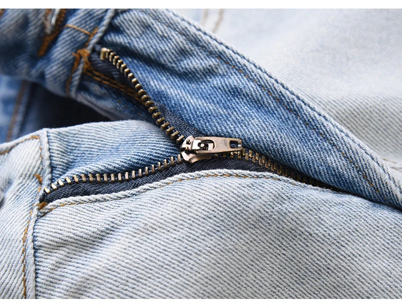 bottom zipper knee holes denim jeans destroyed ripped slim mens biker jeans new men fashion streetwear hip hop pants joggers unique joggers style 3410