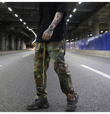 mens camouflage hip hop pants bottom button pockets cargo trousers fashion elastic waist drawstring sportswear streetwear jogger unique joggers style 3434