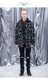 winter street style featuring fashion plaid shirt parkas jackets men single breasted long sleeve top hip hop loose coats 2018 new autumn warm outerwear jacket design – premium quality jacket for men