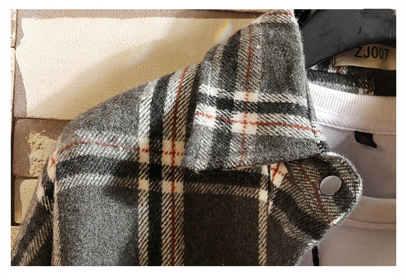 Y2k Harajuku Harajuku Plaid Shirt 2023 Man Streetwear Fleece Shirts Long Sleeve Mens Vintage Korean Fashions Clothes