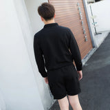 fashion zipper men rompers new summer long sleeve drawstring jumpsuit cargo pockets tops trousers black one piece suits overalls unique cargo style 3322