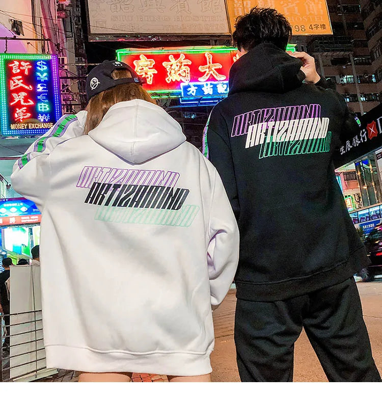 Men Hip Hop Hoodie Sweatshirt Drunk Illusion Chinese Character Hoodie Streetwear Casual Black Hooded Pullover Cotton Autumn 2023