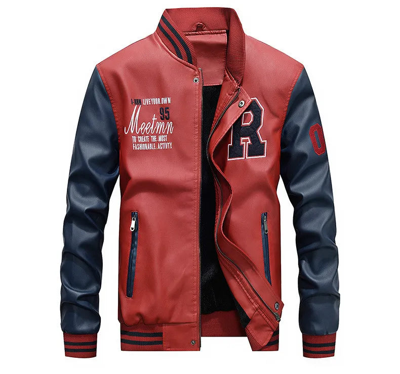 Embroidery Baseball Jackets Mens Fashion Pu Leather Coats 2018 New Hip Hop Streetwear Winter Warm Bomber Jacket Outwear