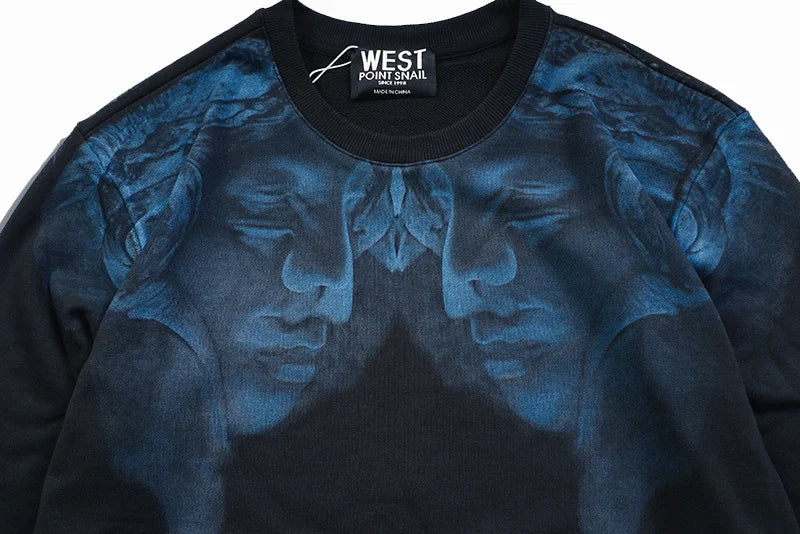 New Baoliden High Men Double Blue Portrait Kenye Hoodies Hoody Hooded