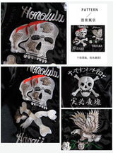 retro black embroidery jacket outwear men vintage skull floral mens jackets and coats japanese streetwear hip hop bomber nan  - variant style 03c941 for streetwear fashion