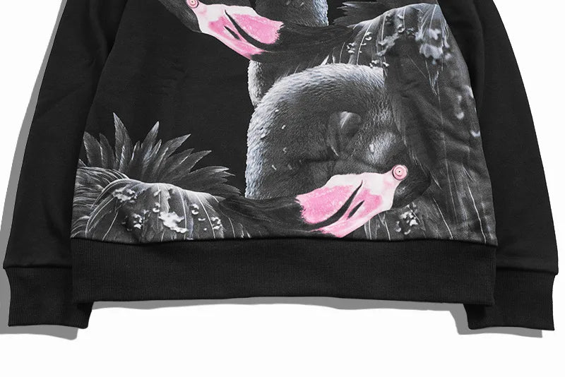 New High High Men Flamingo Swan Hoodies Hoody Hooded Sweatshirts Velve