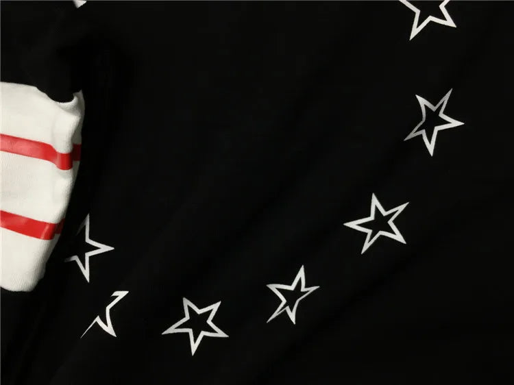 New High Striped Stitching Star Unisex Hoodies Hoody Hooded Sweatshirt