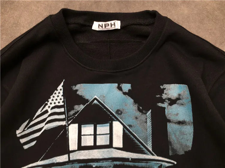 New 2018 Men Striped Stars Painting Flag Hoodies Hoody Hooded Sweatshi