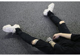 high street knee hole ripped biker jeans men slim fit elastic denim pants autumn new casual black stretch hip hop pants jogger unique joggers style 1742