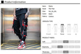 hip hop ribbons cargo pants men joggers pants streetwear men 2023 fashion mens elastic waist pant ribbons cotton black hw203 unique joggers style 2422