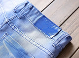 fashion ripped biker jeans denim distressed trousers slim fit zippers hip hop jeans motorcycle pants casual streetwear for men unique jeans style 1952