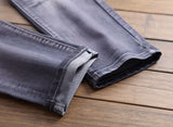fashion ripped biker jeans denim distressed trousers slim fit zippers hip hop jeans motorcycle pants casual streetwear for men unique jeans style 1948