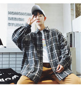 LAPPSTER Y2k Harajuku Harajuku Plaid Shirt 2023 Man Streetwear Fleece Shirts Long Sleeve Mens Vintage Korean Fashions Clothes