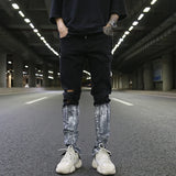 bottom graffiti printed zipper denim jeans mens ripped knee hole biker jean motorcycle slim trousers streetwear hip hop pants denim street jeans