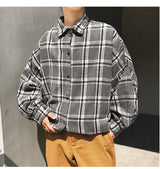 LAPPSTER Y2k Harajuku Harajuku Plaid Shirt 2023 Man Streetwear Fleece Shirts Long Sleeve Mens Vintage Korean Fashions Clothes