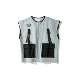 urban material quality streetwear print image wear unisex - high casual hop hip 2018-new-hip-hop-vest-coat-mens-fashion-streetwear-cargo-back-pockets-military-jacket-zipper-oversize-tactical-vests-sweatshirts style oversized fashion d6463e graphic design everyday style premium fit essential streetwear design ID 2d6c8