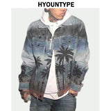 Jacket vintage destroyed fleece autumn palm