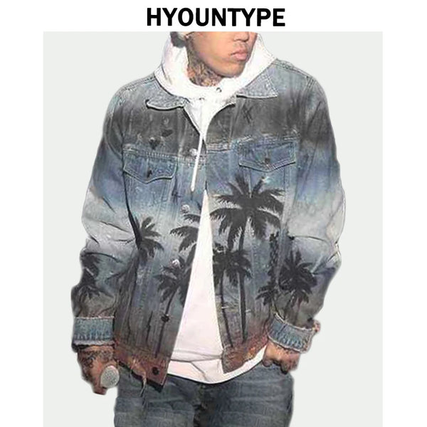 Jacket vintage destroyed fleece autumn palm