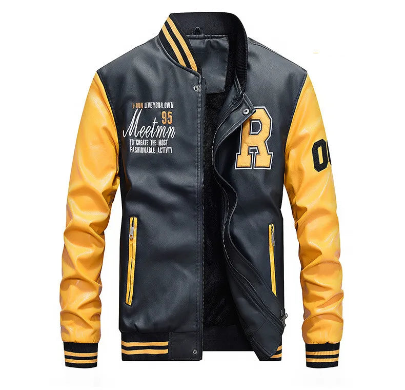 Embroidery Baseball Jackets Mens Fashion Pu Leather Coats 2018 New Hip Hop Streetwear Winter Warm Bomber Jacket Outwear