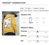 Embroidery Funny Cat Hoodies Sweatshirt Men Hip Hop Winter Fleece Pull